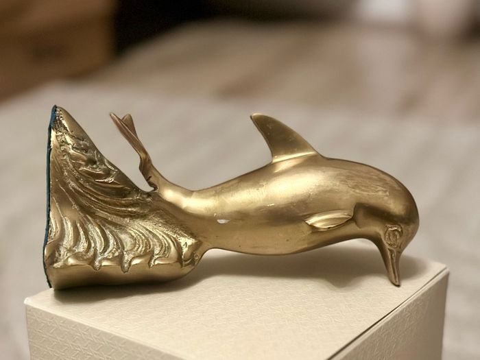 Vintage  brass dolphin figurine