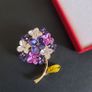Beautiful Enamel & Crystal Blue Hydrangea Flower Brooch Shawl Pin Jewellery Image 4