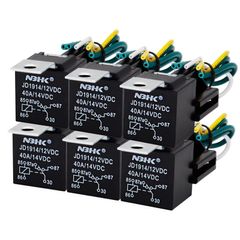 Car Relay Switch Harness, 6PCS 12V 40A Car Relay with Harness Socket Set, 5-Pin SPDT Waterproof Automotive Relays with Heavy Duty 14 AWG Wires for Car/Truck/Van/Motorcycle/Boat