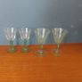 Two Pairs of Fabulous Vintage Cocktail/Liqueur/Small Wine Glasses in Clear and Green Glass, Unknown Makers, but Quality Hand Blown Glass Image 2