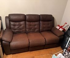 3 Seater Brown Leather Suede Recliner Sofa