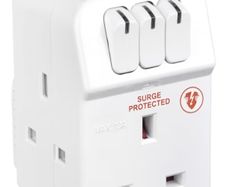 Three Socket Surge Protected Adaptor with Individual Switches