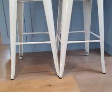 Beautiful pair stools  white enamel kitchen bar cafe industrial look