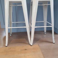 Beautiful pair stools  white enamel kitchen bar cafe industrial look