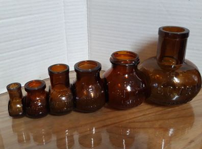 Set Of 6 Vintage Bovril Bottles 1950s / 1960s