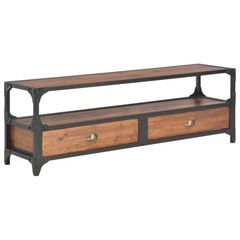 TV Cabinet with 2 Drawers 120x30x40 cm Solid Pine Wood
