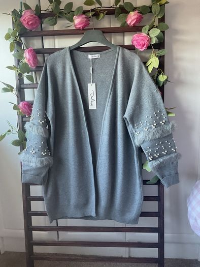 cardigan bnwt grey edge to edge cardigan size 10 embellished