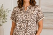 Millennium Leopard Print Satin Blouse Size M