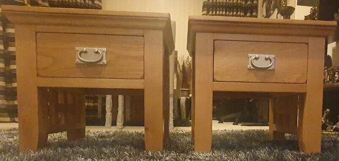 Solid Oak Coffee Table & 2 Matching Lamp Tables Set