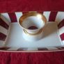 Bernardaud Limoges Nestle 2001 Gold Gilt Burgundy Tray With Dipping Cup Set Image 3