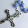 Vintage Rosary With Blue Beads and Rosary Pouch Image 3