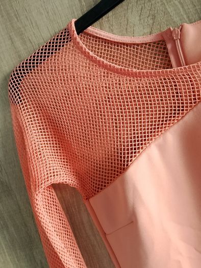 New mini dress one arm mesh net size sm coral