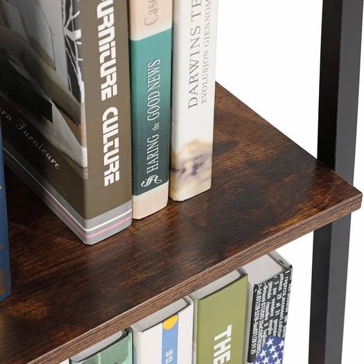 Ladder Shelf, 5-Tier Industrial Ladder Bookcase, Ladder Bookshelf Bookcase for Living Room, Office, Rustic Brown and Black, 56x32x172cm