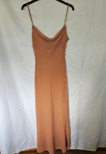 Sisterhood Orange Slip Wave Print Dress