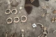 Vintage Sterling Silver Jewellery Lot Rings, Earrings, Pendant Tribal Pieces