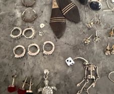 Vintage Sterling Silver Jewellery Lot Rings, Earrings, Pendant Tribal Pieces