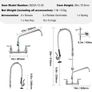 Faucet with Pre-Rinse Sprayer, 36" (91.4 cm) Height, 8" (20.3 cm) Center, 12" (30.5 cm) Swing Spout, Wall Mount Kitchen Sink Faucet, Brass Constructed Device with Pull Down Spray, for 1/2/3 Compartment Sink Image 4