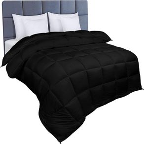 Soft Double Duvet Insert - 10.5 Tog Duvet with Corner Tabs - Box Stitched Down Alternative Duvet (Double, Black)
