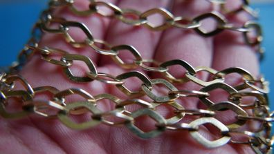 Vintage Sterling Silver 925 Gold Plated Very Long and Heavy Necklace length 19" - weight 32g