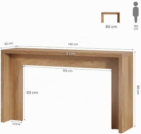 Farmhouse Console Table with Storage Space 140cm Wooden Sofa Table for Entryway