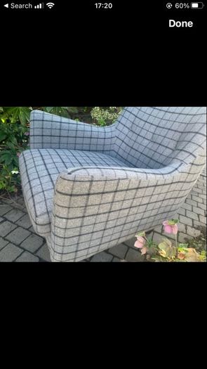 grey armchair