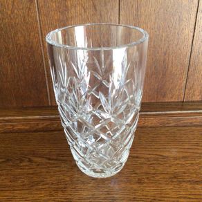 8" Heavy cut glass crystal vase