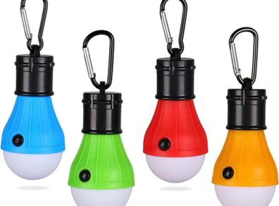Camping Lights, Tent Lights with Carabiner Clips Waterproof Battery Powered LED Camping Lantern Portable Bulb Camping Lamp Tent Lantern Emergency Lights for Camping Hiking Fishing 4 Pack (FREE POSTAGE)