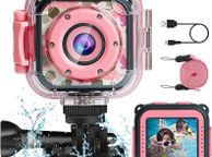 main image for ad Kids Camera Underwater Video Camcorder - PROGRACE Waterproof Kids Video Camera Digital Sports Action Camera Girl Gift Photography Children Camera Christmas Birthday Toy Bike Helmet Camera 1080P HD