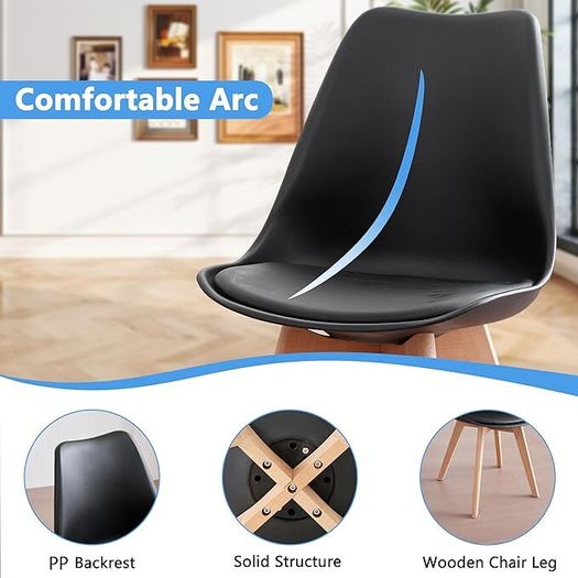 Set of 6 Dining Chairs, Padded Chairs