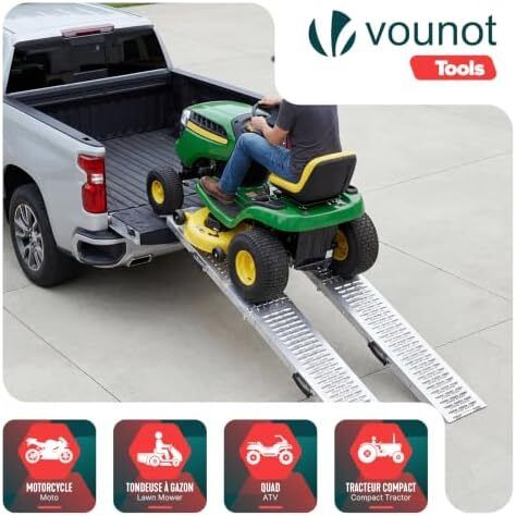 Folding Loading Ramps 180cm Heavy Duty Pair 400kg Capacity, Non-Slip Surface, Portable Foldable Design for Motorcycle, Mobility Scooters, Lawn Mower, Quad, and ATV