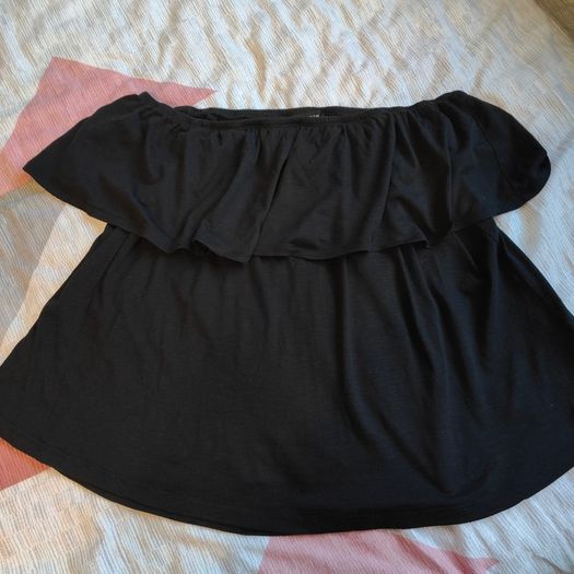 Black Open Shoulders Flare Top, size 12, NEW LOOK