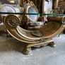 Throne shaped glass topped gilt gold dining  table Image 3