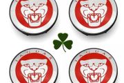4x Hub Cover Center Wheel 58mm Jaguar Logo Badge Emblem Red/Chrome