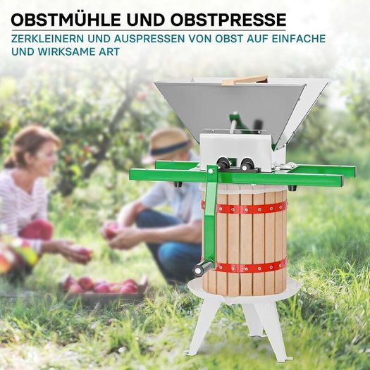 6L Fruit Press with Pulp Bag and 7L Fruit Mill Manual Apple Wine Cider Maker
