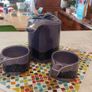Amazing and Rare Vintage Mid Century Modern Celtic Thomas Unusual-Handled Tall Teapot in the Lilac and Indigo Colourway, Plus Two Matching Cups in The Wave Pattern Image 5