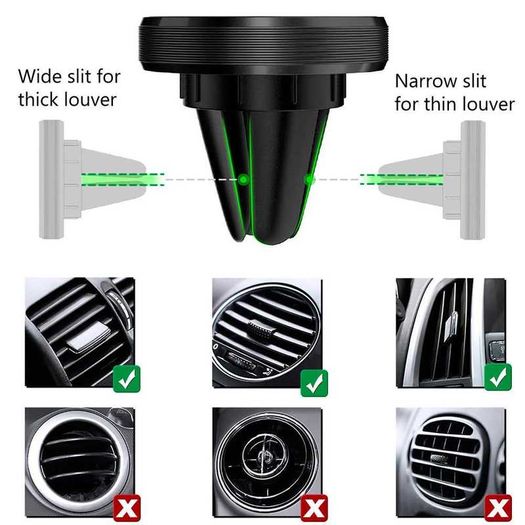 Air Vent Holder 360 degrees In car Magnetic Rotative Universal for Smartphones Black