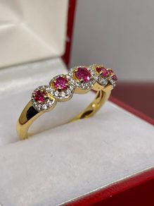 Natural Unheated Ruby & White Zircon Ring