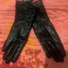 Atmosphere black real soft  leather ladies gloves size S/M Free post