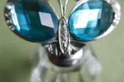 Vintage PERFUME BOTTLE-Butterfly Decorative Glass Perfume Bottle - Empty Vintage Style Jeweled Enameled Crystal Perfume Holder