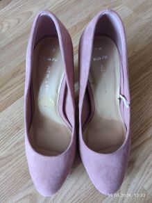 New Look Wide Fit Pink Suede Court Shoes - Size 5/38