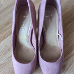 New Look Wide Fit Pink Suede Court Shoes - Size 5/38