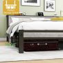 King Size Bed Frame with Storage Wooden Headboard Image 4