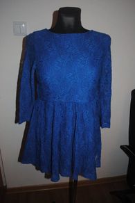 Missguided blue lace long sleeve flared dress girl's age 14 Postage included
