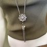 Long silver tone necklace Image 2