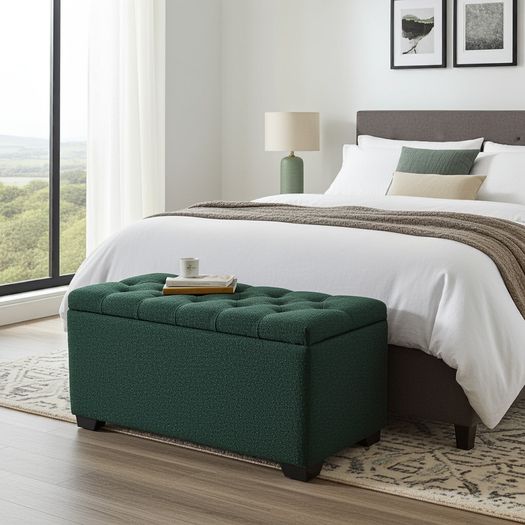 Elegance Storage Ottoman Boucle Upholstery