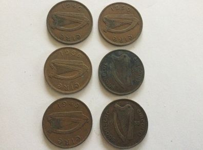 Coins - Eire Pennies X 6 .