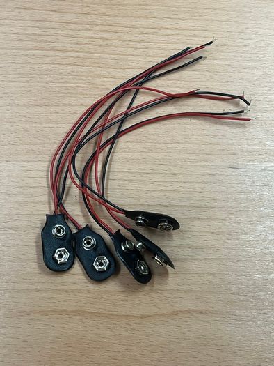 9V Battery to Alligator Clip Adapter Cable Set 5pcs
