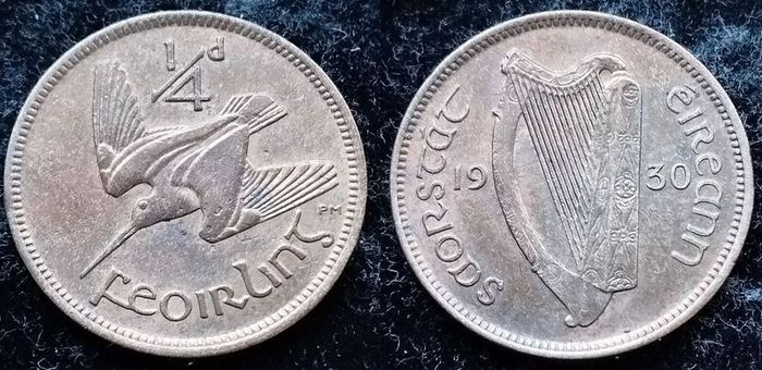 [#995] - Ireland 1930 | Irish 1/4d | Farthing | Woodcock | KM.1 | High Grade