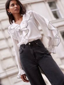 Mint Velvet Contrast Ruffle Blouse
