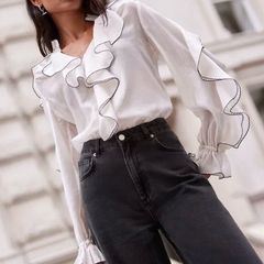 Mint Velvet Contrast Ruffle Blouse